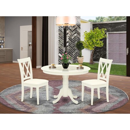 East West Furniture 3 Piece Hartland Dinette Set - Linen White HLCL3-LWH-C